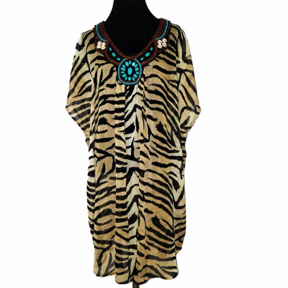 H&M Animal Print Beaded Tunic Cover-Up 10